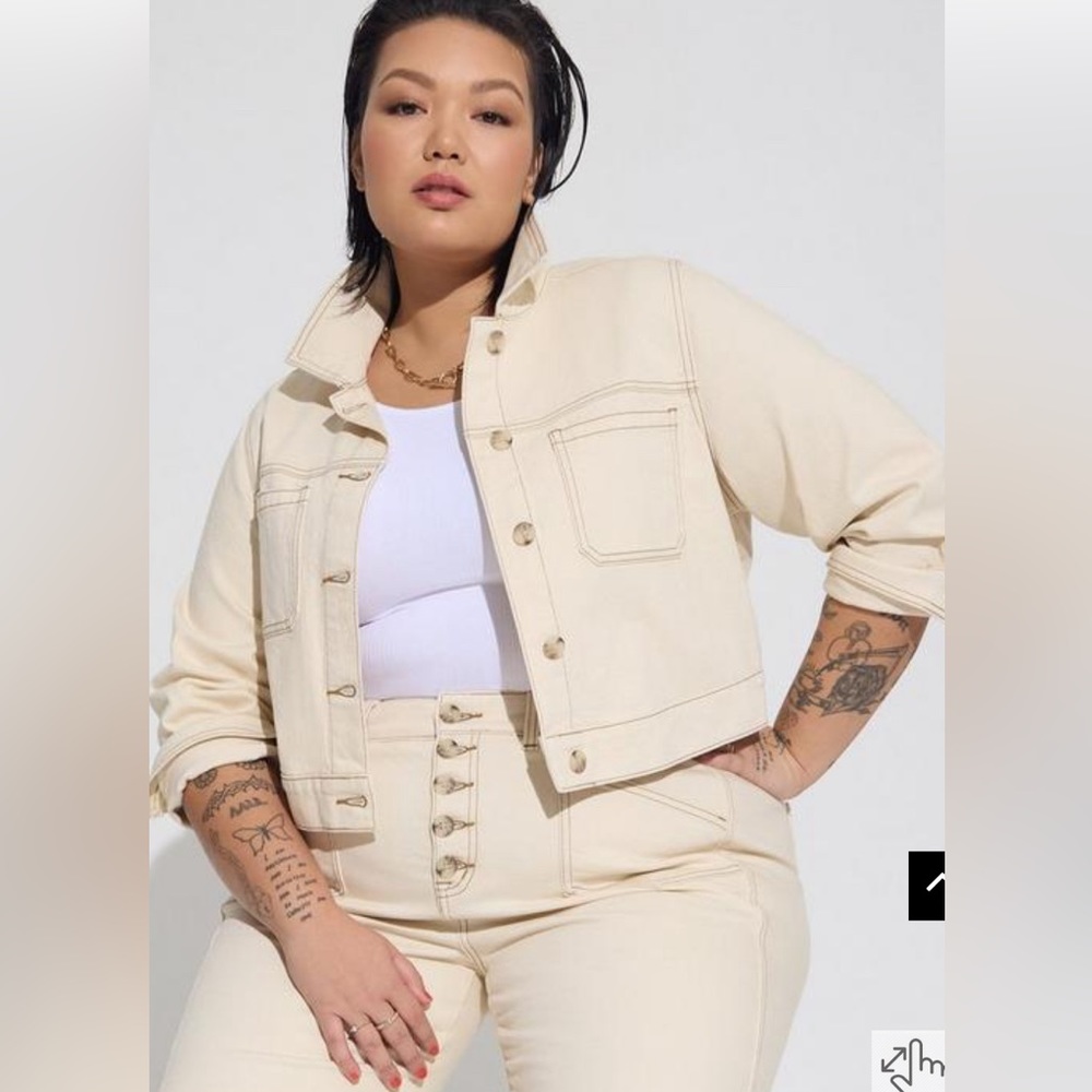 Denim Crop Patch Pocket Jacket Torrid Sz 6